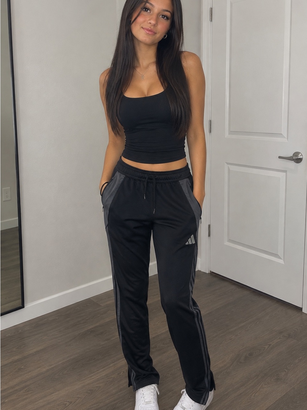 adidas Black Track Joggers with Gray Accents